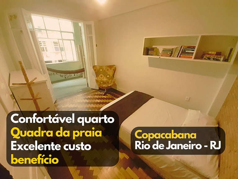 Quarto privativo Praia entre Arpoador e Copacabana Rock in R