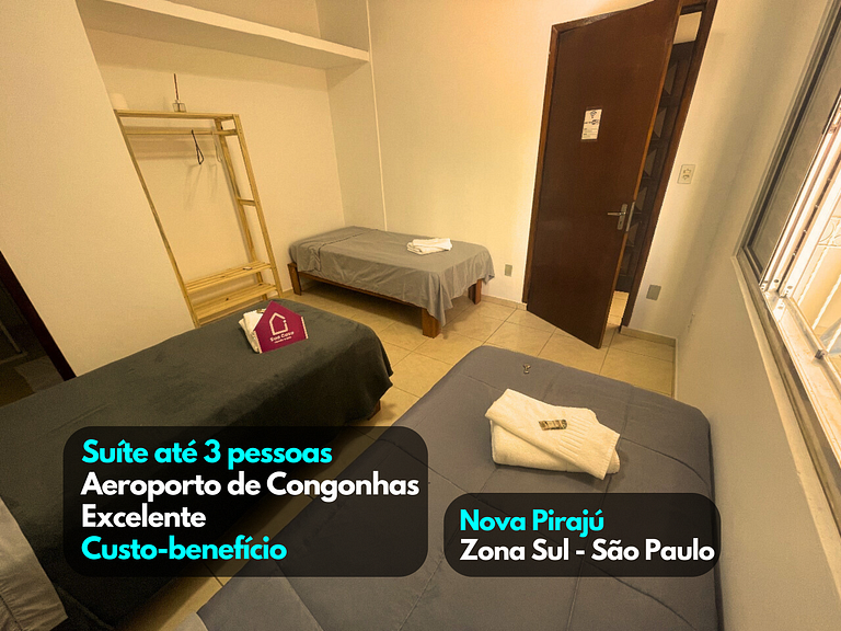 Suíte 3 exclusiva em Casa/Pousada, Aeroporto Congonhas - suí