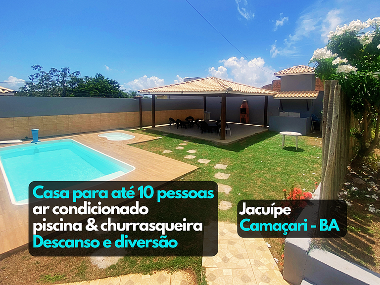 Casa ampla piscina churrasqueira ar condicionado Jacuípe Cam