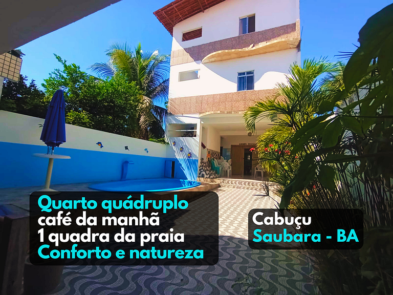 Suíte para 2 café da manhã em Pousada, Praia de Cabuçu BA