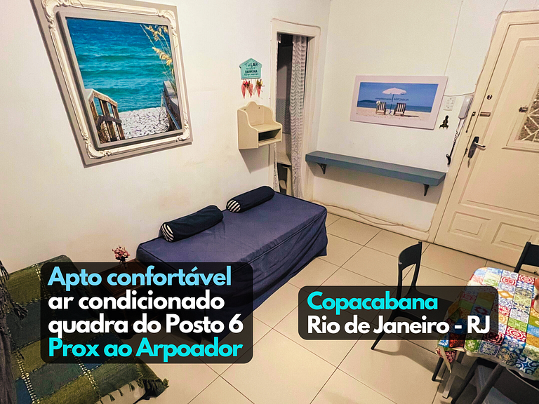 Apto completo quadra praia Posto 06 Arpoador