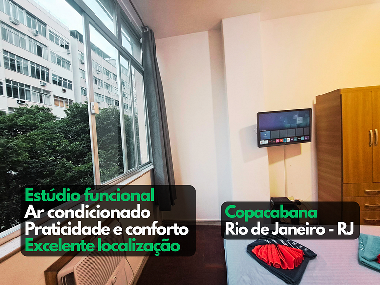 Estúdio confortável ar condicionado Copacabana RJ