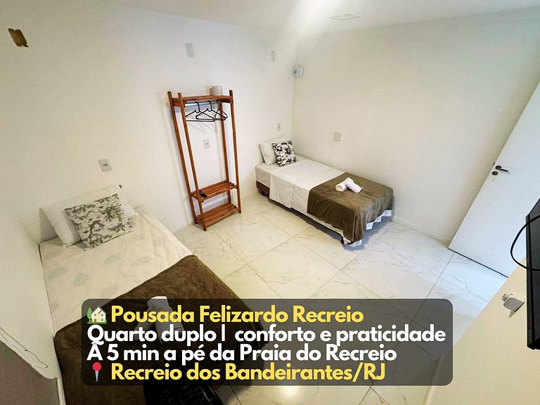 Quarto1 a pé da praia na Rua do comércio Recreio