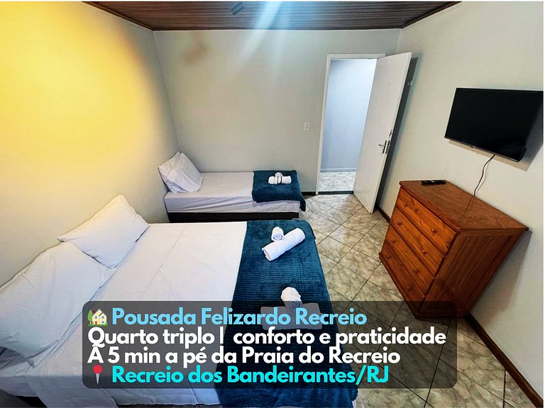 Quarto4 a pé da praia na Rua do comércio Recreio