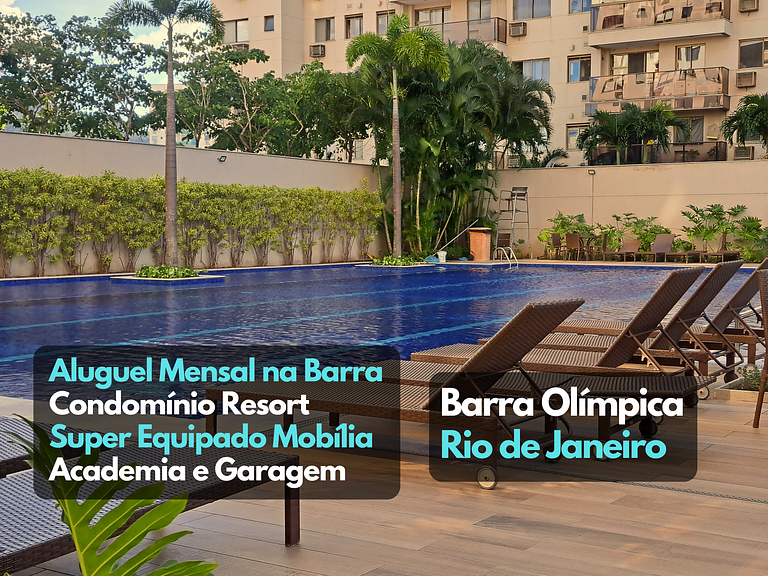 Aluguel Mensal Resort Piscina Sauna Academia Barra - Super m