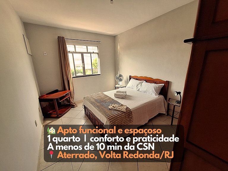 Apto 1 qto prático boa localização em Aterrado VR